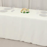 Fire Retardant Ivory Fitted Tablecloth 8ft Premium Polyester Rectangular Table Cover 96inch