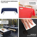 5 Pack Red Rectangle Plastic Table Covers, PVC Waterproof Disposable Tablecloths