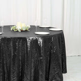 120" Black Premium Sequin Round Tablecloth