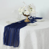 Royal Blue Sparkling Glitter Gauze Table Runner, Reusable Wrinkle Free Sheer Table Runner - 27"x120"