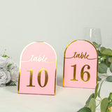 25 Pack Blush Arch Table Numbers Tent Cards with Metallic Gold Foil 1-25 Numbers Print