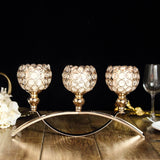 16inch Arch Bridge 3 Arm Gold Crystal Beaded Candle Holder, Votive Goblet Candelabra