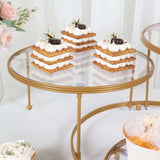 23inch 3-Tier Gold Metal Cake Stand With Clear Round Acrylic Plates