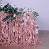 14FT Dusty Rose Curly Willow Taffeta Table Skirt