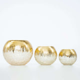 4.5" Gold Foiled Crackle Glass Flower Vase, Bubble Glass Vase