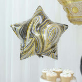 Set of 6 | Gold/Black Marble Mylar Foil Party Balloon Set