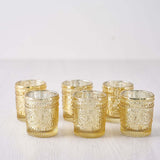 6 Pack | Gold Mercury Glass Primrose Candle Holders, Votive Tealight Holders