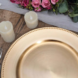 6 Pack 13inch Beaded Gold Acrylic Charger Plate, Plastic Round Dinner Charger Event Tabletop