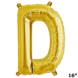 16" Shiny Metallic Gold Mylar Foil Alphabet Letter & Number Balloons