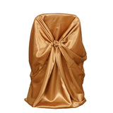 Gold Satin Self-Tie Universal Chair Cover, Folding, Dining, Banquet and Standard