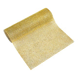 10x108inch Gold Diamond Rhinestone Mesh Table Runner, Crystal Rhinestone Ribbon Bling Roll