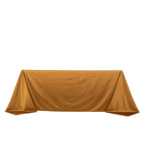 90x132inch Shimmer Gold Premium Scuba Rectangle Tablecloth, Wrinkle Free Seamless Polyester