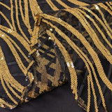 12x108inch Black Gold Wave Mesh Table Runner With Embroidered Sequins