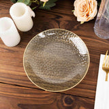 10 Pack Gold Glitter Clear Hammered Disposable Salad Plates, 7inch Round Disposable