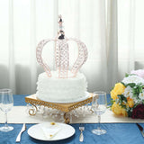 14inch Metallic Blush/Rose Gold Crystal-Bead Royal Crown Cake Topper