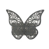 12 Pack | Black Shimmery Laser Cut Butterfly Paper Chair Sash Bows#whtbkgd