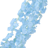 42inch Silk Hanging Wisteria Flower Garland Vines in Blue, Elaborated 5 Full Strands#whtbkgd