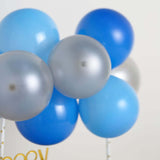 11 Pcs | Balloon Garland Cloud Cake Topper, Mini Cake Decorations - Light Blue, Royal Blue & Silver