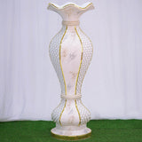 Shimmering Gold Glittered Marble Design Flower Pot Vase With Pearls and Mirror Mosaic Embellishment