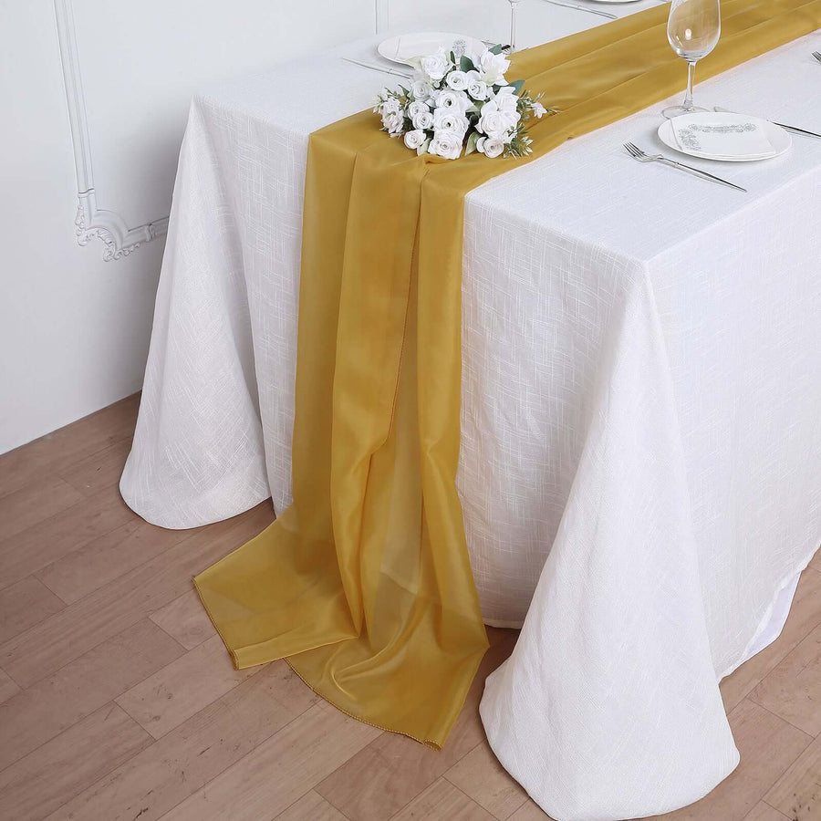 Mustard Yellow Chiffon Table Runner