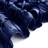 72x72inch Navy Blue 3D Rosette Satin Table Overlay, Square Tablecloth Topper