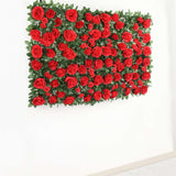 3 Sq ft. | Easy-Install Red Silk Rose Flower Mat Wall Panel Backdrop