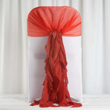 1 Set Red Chiffon Hoods With Ruffles Willow Chiffon Chair Sashes