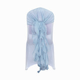 1 Set Dusty Blue Chiffon Hoods With Ruffles Willow Chiffon Chair Sashes