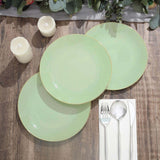 10 Pack | 8inch Glossy Sage Green Round Plastic Salad Plates With Gold Rim