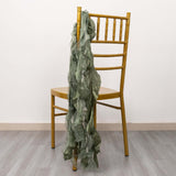 5 Pack Eucalyptus Sage Green Curly Willow Chiffon Satin Chair Sashes