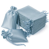 60 Pack 6x9inch Dusty Blue Satin Wedding Party Favor Bags, Drawstring Pouch Gift Bags