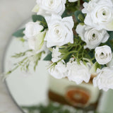 4 Bushes | 12inch White Real Touch Artificial Silk Rose Flower Bouquet#whtbkgd