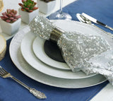 20x20Inch Silver Premium Sequin Cloth Dinner Napkin | Reusable Linen