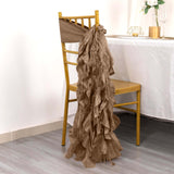 5 Pack Taupe Curly Willow Chiffon Satin Chair Sashes