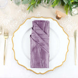 5 Pack | Violet Amethyst Accordion Crinkle Taffeta Dinner Napkins | 20x20Inch