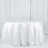 132Inch White Seamless Satin Round Tablecloth