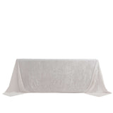 White Seamless Premium Crushed Velvet Rectangle Tablecloth - 90x132inch for 6 Foot Table