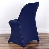 10 Pack Navy Blue Spandex Folding Slip On Chair Covers, Stretch Fitted Chair Covers - 160 GSM