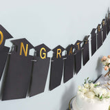 Black & Gold Congrats Grad Paper Photo Backdrop Hanging Garland Banner