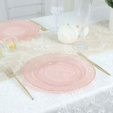 10 Pack | 7.5inch Blush / Rose Gold Plastic Salad Plates With Gold Rim And Hammered Design