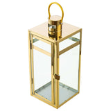 12inch Gold Vintage Top Stainless Steel Candle Lantern Centerpiece Outdoor Metal Patio Lantern