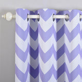 2 Pack | White/Lavender Lilac Chevron Print Thermal Room Darkening Blackout Window Curtain