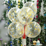 10 Pack | 12inches Clear/Gold Confetti Filled Latex Helium or Air Balloons