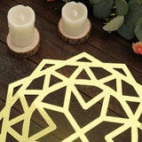 6 Pack Metallic Gold Foil Laser Cut Geometric Star Table Mats, 13inch Round Disposable Cardboard