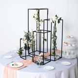 Set of 4 | Matte Black Metal Frame Flower Stand, Wedding Column Centerpieces - 16/24/32/40