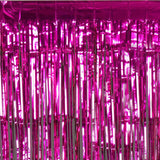 8ft Fuchsia Metallic Tinsel Foil Fringe Doorway Curtain Party Backdrop
