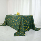 90inch x 156inch Hunter Emerald Green Rectangle Polyester Tablecloth Gold Foil Geometric Pattern