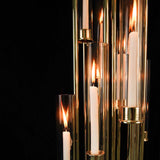 58inches Gold 16 Arm Cluster Taper Candle Holder With Clear Glass Shades Large Candle Arrangement