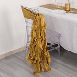 5 Pack Gold Curly Willow Chiffon Satin Chair Sashes