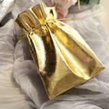 10 Pack | Metallic Gold Lame Polyester 5inch x 7inch Party Favor Gift Bags